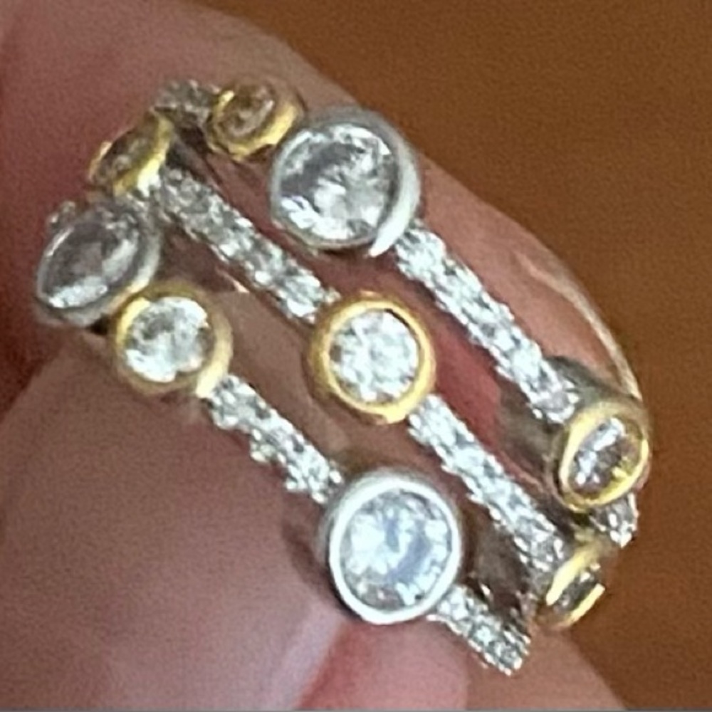 Silver and Gold Intricate Ring with Gemstones